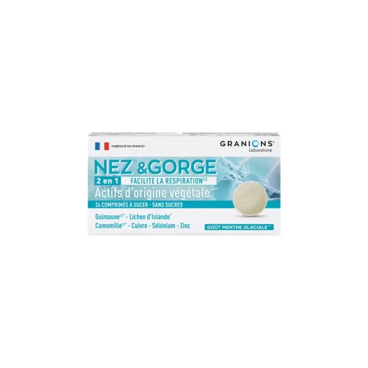 Nez-gorge 2en1 Granions - boîte de 24 comprimés à sucer