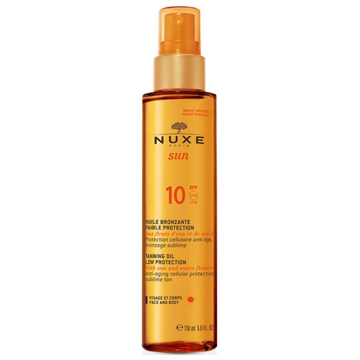 Huile bronzante visage et corps faible protection SPF 10 Nuxe sun - spray de 150 ml