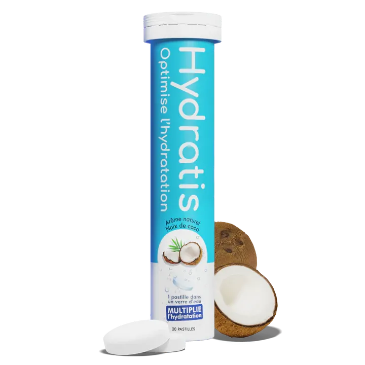 Solution d'hydratation goût noix de coco Hydratis - tube de 20 pastilles effervescentes