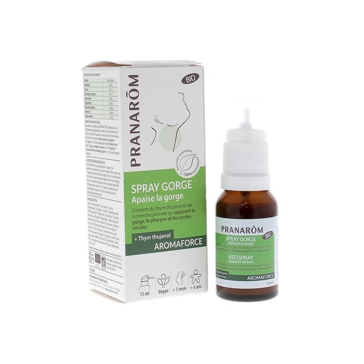 Spray gorge apaisant bio Pranarôm - spray de 15 ml