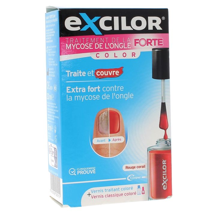Traitement de la mycose de l'ongle Forte Color corail Excilor - flacon de 30ml