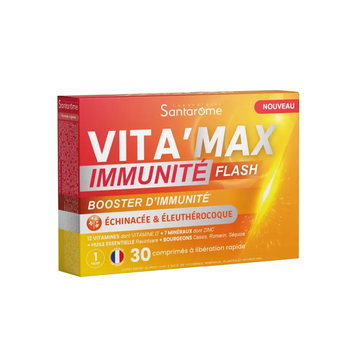 Vita'Max Immunité Flash booster d'immunité Santarome - boite de 30 comprimés