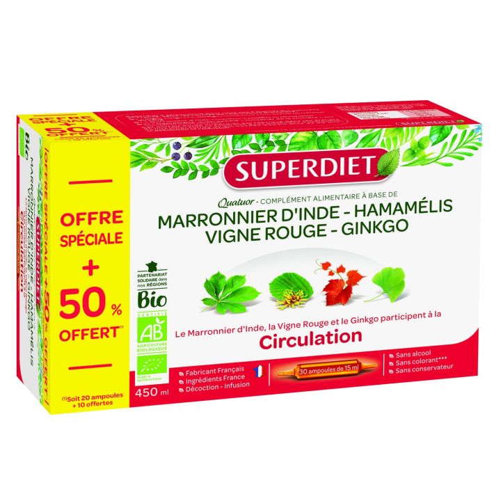 Quatuor Vigne Rouge Circulation Bio Super Diet - boite de