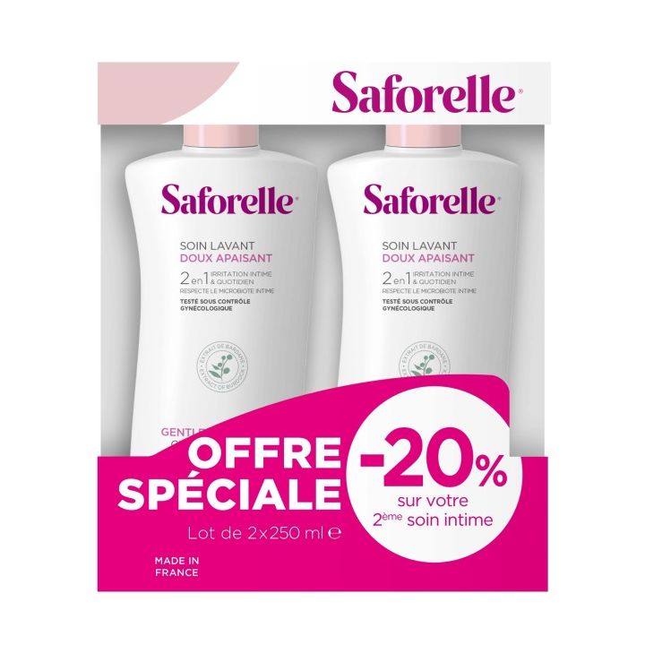 Saforelle soin lavant doux toilette intime - lot de 2 flacons de 250ml