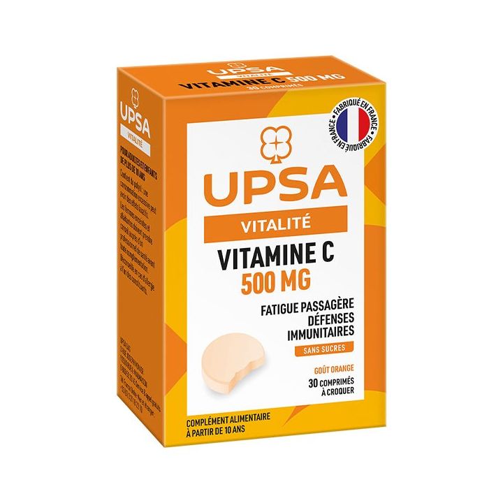 Vitamine C 500mg goût orange Upsa - boite de 30 comprimés