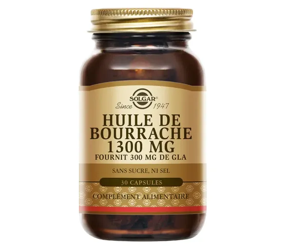 Huile de bourrache 1300mg Solgar - pot de 30 capsules - image 1
