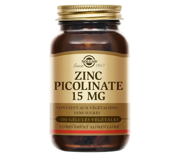 Zinc Picolinate 15mg Solgar - boîte de 100 gélules