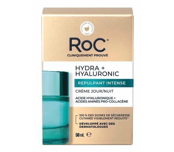Hydra+Hyaluronic Crème jour/nuit repulpant intense RoC - pot de 50ml - image 1