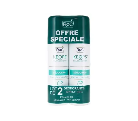 Keops déodorant spray efficacité 48h RoC - lot de 2 sprays de 150ml offre spéciale