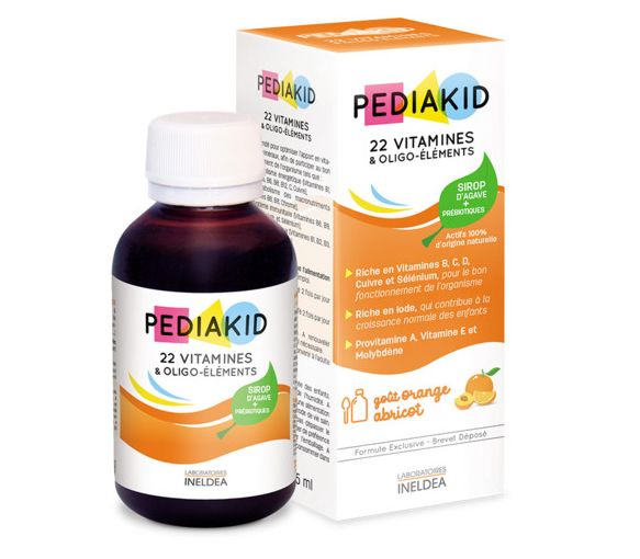 Pediakid 22 vitamines et oligo-éléments goût orange abricot - flacon de 125 ml - image 1