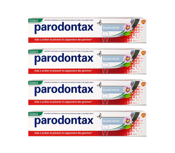 Dentifrice blancheur au fluor Parodontax - lot de 4 tubes de 75ml
