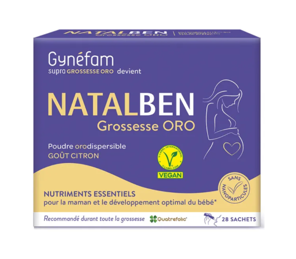 Gynéfam natalben grossesse oro poudre orodispersible goût citron Effik - boite de 28 sachets - image 2