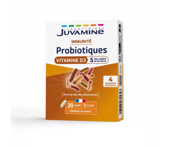 Probiotiques vitamine D3 Juvamine - boite de 20 gélules - image 1