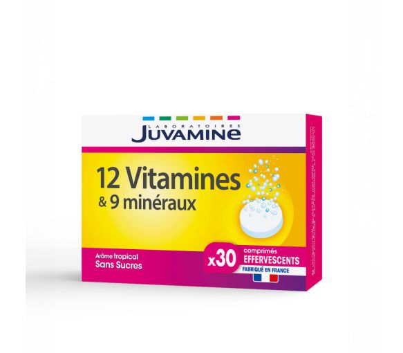 12 Vitamines & 9 Minéraux Juvamine - boîte de 30 comprimés effervescents - image 1