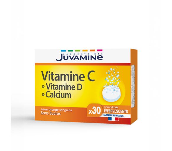 Vitamine C & Vitamine D & Calcium Juvamine - boîte de 30 comprimés effervescents - image 1