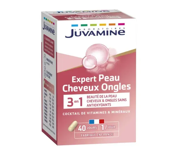 Expert peau cheveux ongles Juvamine - boite de 40 gélules