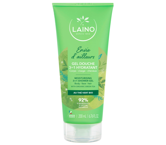 Gel douche 3 en 1 hydratant au thé vert bio Laino - tube de 200ml - image 1