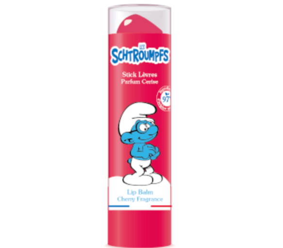 Les Schtroumpfs stick à lèvres parfum cerise Le comptoir du Bain - stick de 4g