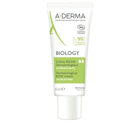 Biology Crème riche hydratante bio A-Derma - tube de 40ml - image 1