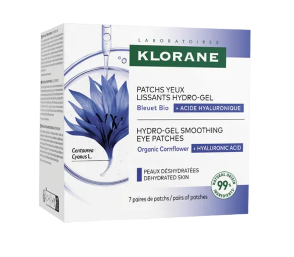 Patchs yeux lissants hydro-gel bleuet bio Klorane - boîte de 7 paires de patchs