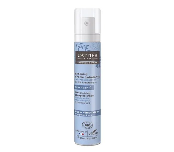 Sleeping crème hydratante peaux déshydratées bio Cattier - flacon pompe de 50ml