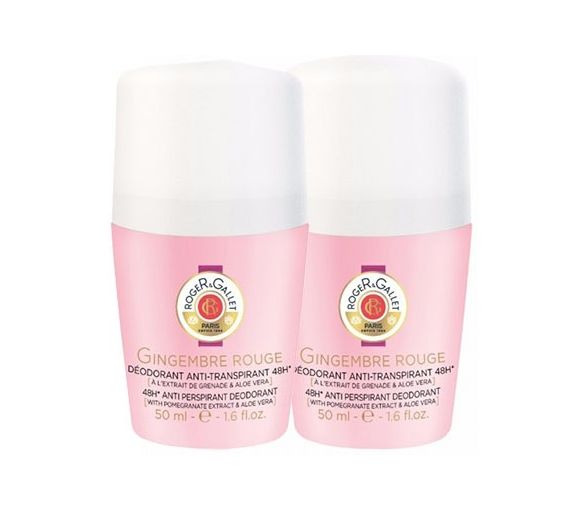 Déodorant anti-transpirant 48h gingembre rouge Roger & Gallet - lot de 2 roll-on de 50ml