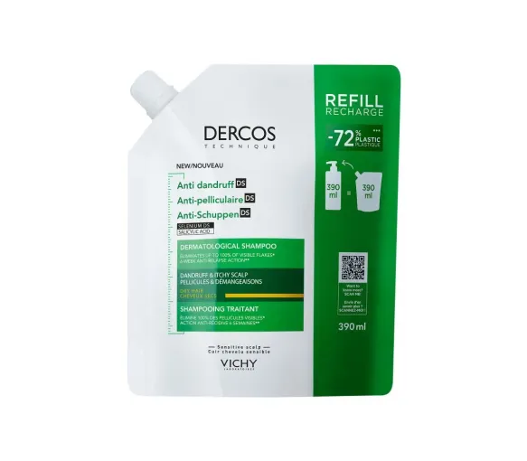 Dercos shampooing anti-pelliculaire cheveux secs Vichy - éco-recharge de 390ml
