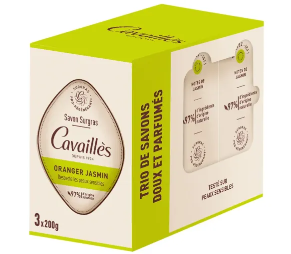 Savon surgras oranger jasmin Rogé Cavaillès - lot de 3 pains de 200g