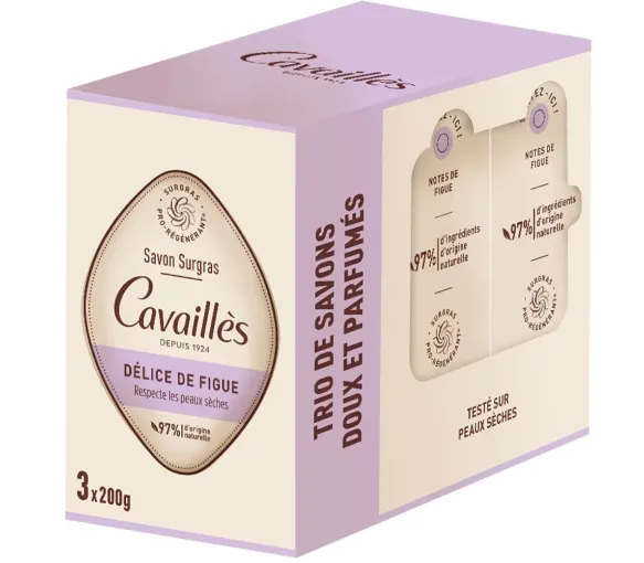 Savon surgras délice de figue Rogé Cavaillès - lot de 3 pain de 200g
