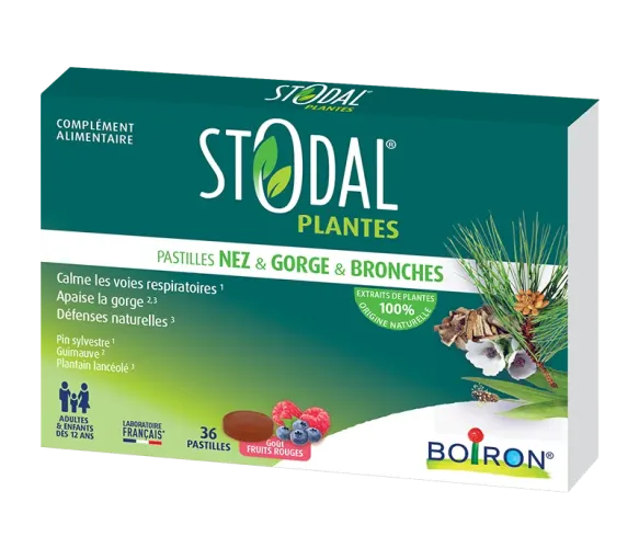 Stodal plantes pastilles nez gorge bronches goût fruits rouges Boiron - boite de 36 pastilles