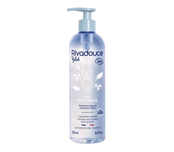 Eau nettoyante visage et corps bio Rivadouce bébé - flacon-pompe de 500ml