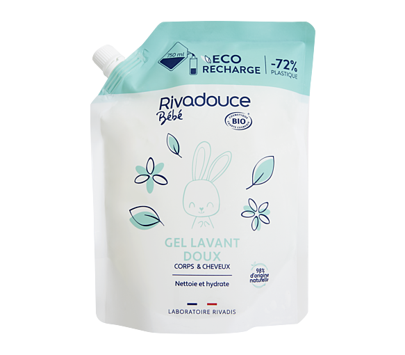 Gel lavant doux bio éco-recharge Rivadouce bébé - recharge de 750ml