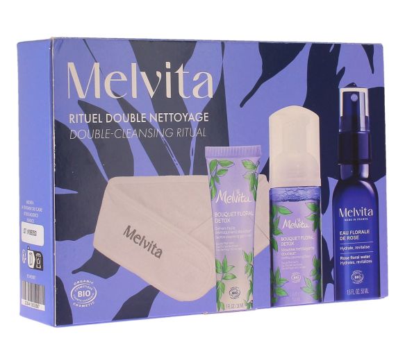 Rituel double nettoyage bouquet floral détox bio Melvita - coffret de 4 produits - image 1