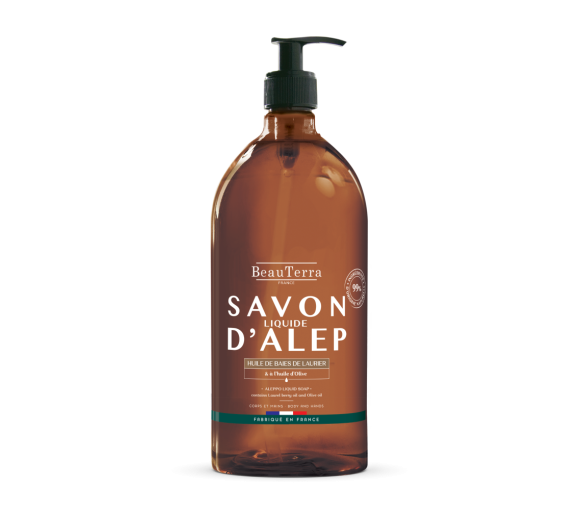 Savon liquide d'Alep Beauterra - flacon-pompe de 1L - image 1