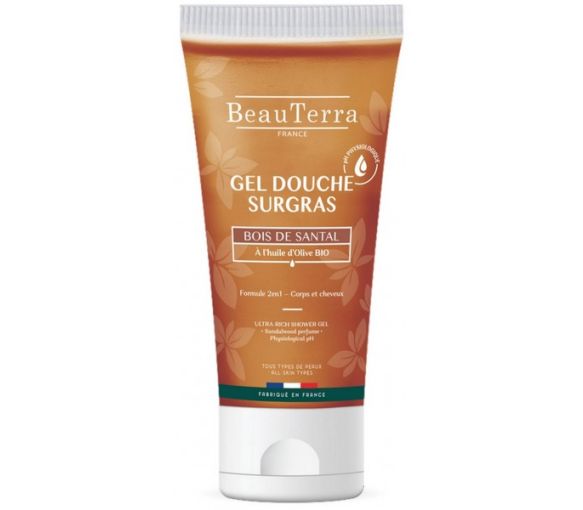 Gel douche surgras bois de santal Beauterra - tube de 100ml