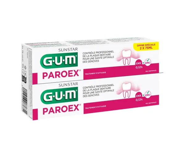 Dentifrice Paroex GUM - lot de 2 tubes de 75ml offre spéciale