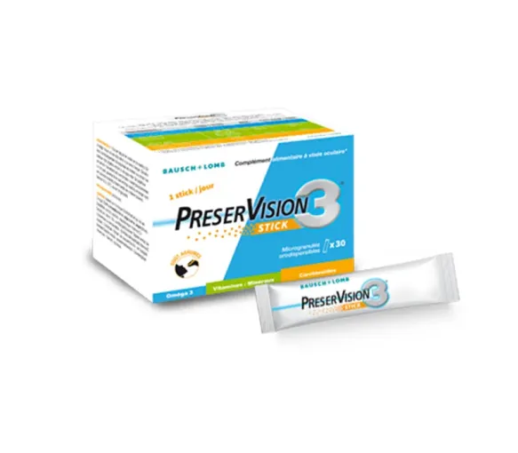 PreserVision 3 complément alimentaire à visée oculaire Bausch Lomb - boite de 30 sticks