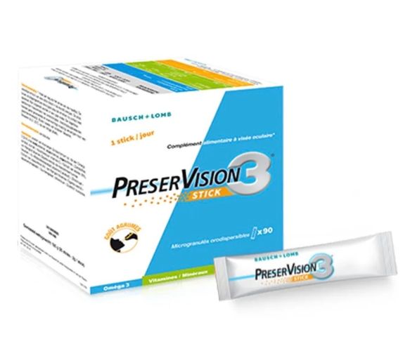 PreserVision 3 à visée oculaire Bausch & Lomb - boîte de 90 sticks orodispersibles