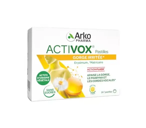 Activox gorge irritée arôme miel citron Arkopharma - boite de 24 pastilles