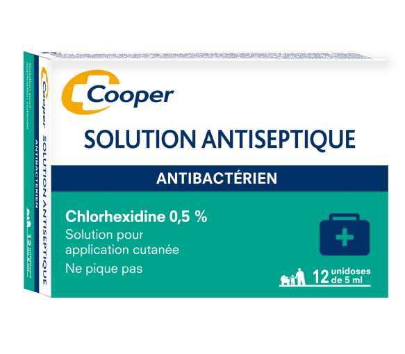 Solution antiseptique chlorhexidine 0,5% Cooper - 12 unidoses de 5 ml - image 1