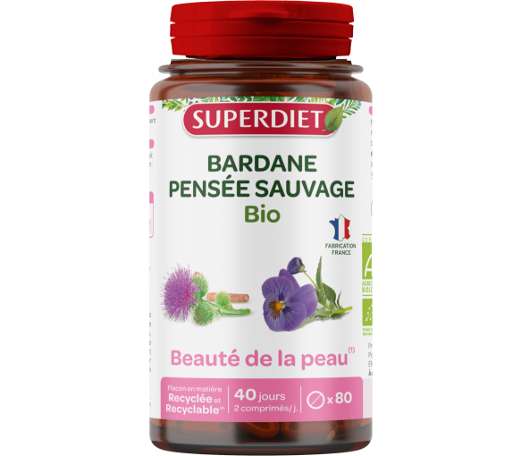 Bardane pensée sauvage beauté de la peau BIO Superdiet - pot de 80 comprimés - image 1