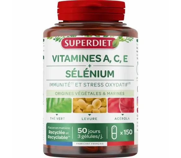 Complexe Sélénium Vitamines A.C.E Super Diet - pot de 150 gélules