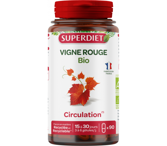 Vigne rouge circulation bio Super Diet - boite de 90 gélules - image 1