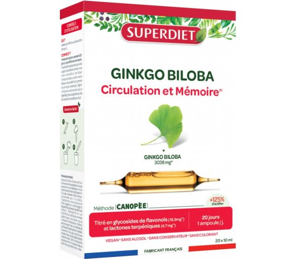Ginkgo Biloba Super Diet - boite de 20 ampoules de 10ml