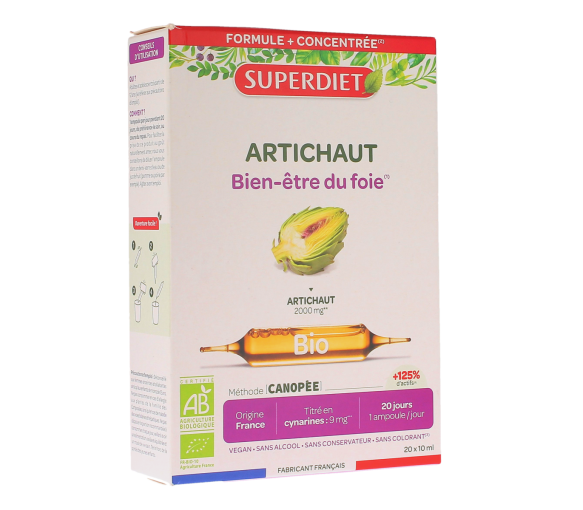 Artichaut Bio bien-être du foie Super Diet - boite de 20 ampoules de 10ml - image 1