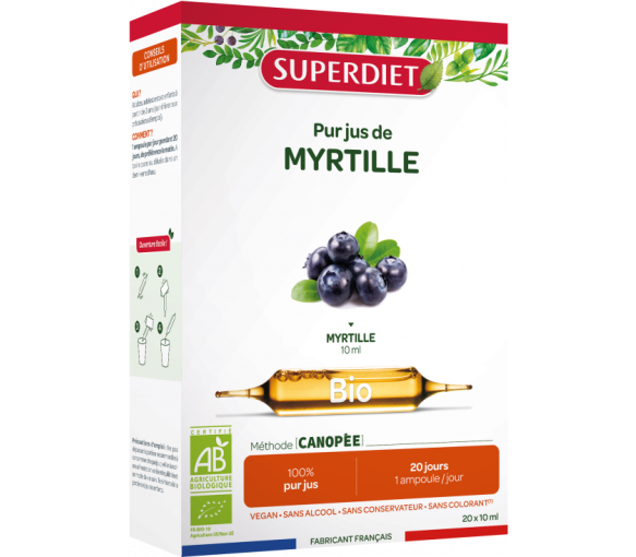 Myrtille bio Super Diet - boîte de 20 ampoules de 15 ml - image 1