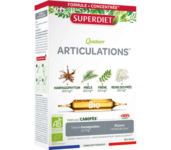 Quatuor Articulations bio Super Diet - boîte de 20 ampoules de 10ml - image 1