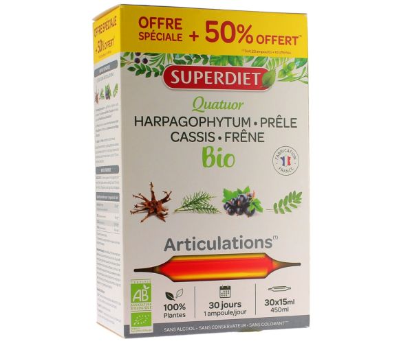Quatuor articulations BIO Super Diet - offre spéciale + 50% offert 30x15ml