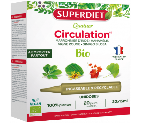 Quatuor Circulation bio Superdiet - boîte de 20 unidoses de 15ml - image 1