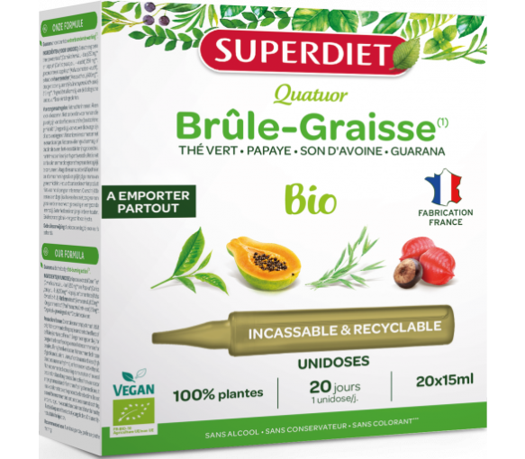 Quatuor Brûle-graisse bio Superdiet - boîte de 20 unidoses de 15ml - image 1